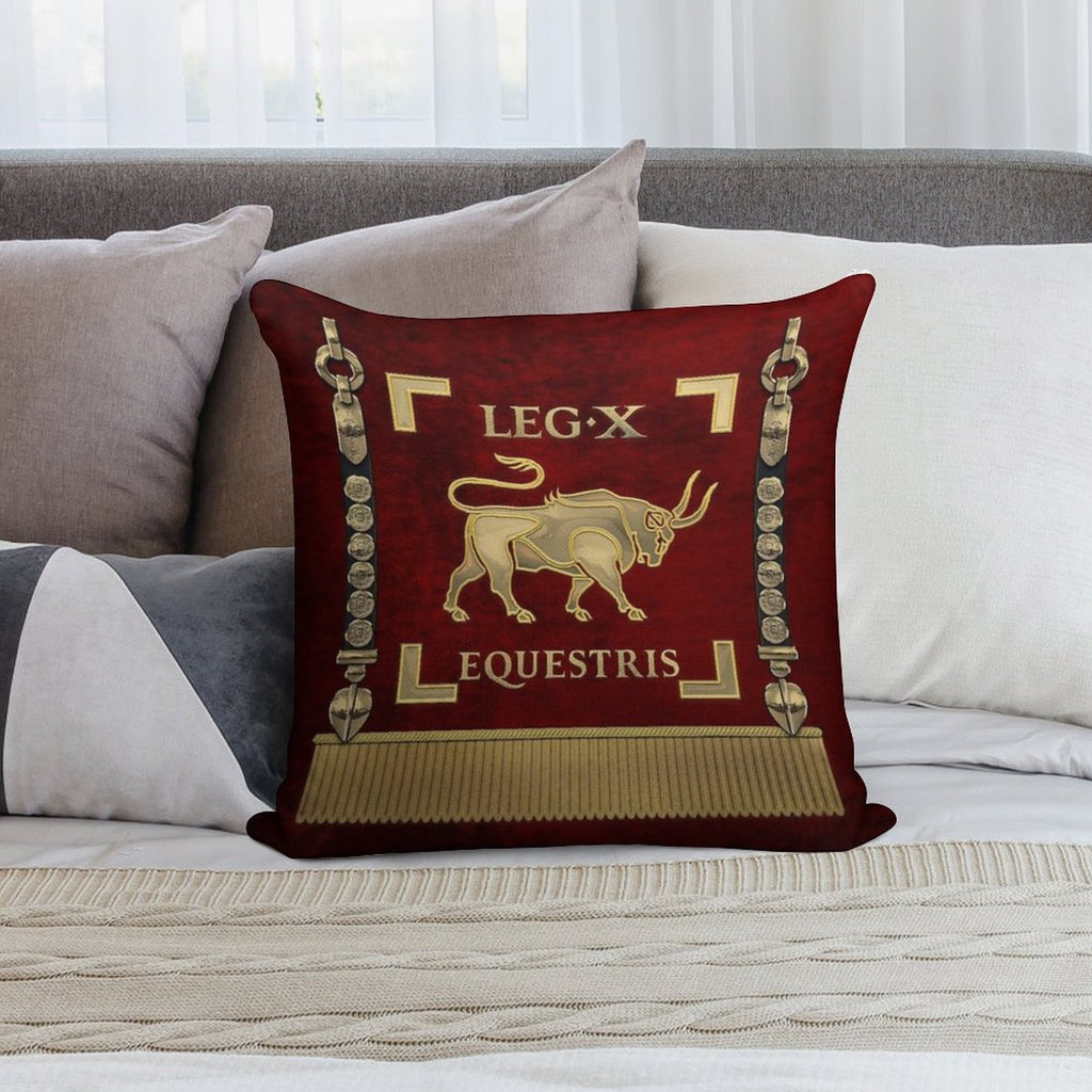 Standard of The 10th Mounted Legion - Vexillum of Legio X Equestris Soft Easy Maintenance Throw Pillow