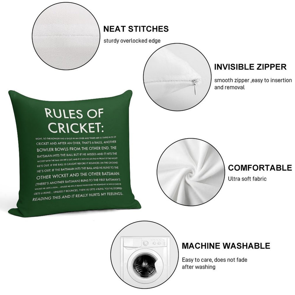 Rules of Cricket - Funny Soft Washable Throw Pillow