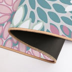 Soft Flower Pattern, Pink, Green, Teal And White  Easy To Clean Bath Mat
