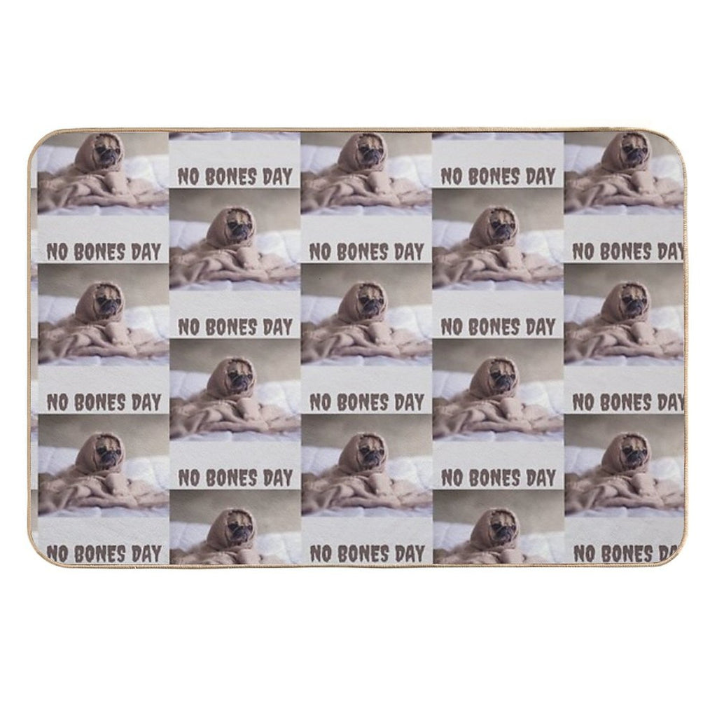 No Bones Day Pug  Repositionable Bath Mat