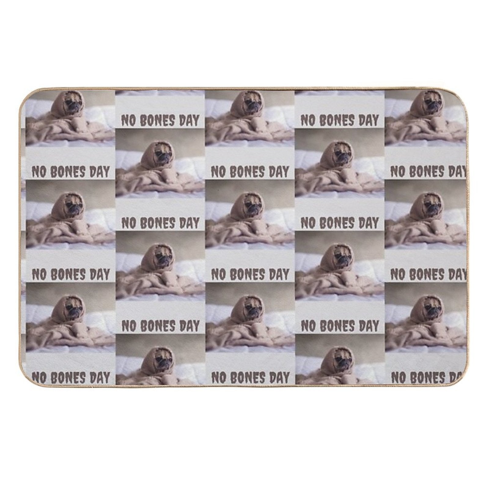 No Bones Day Pug  Repositionable Bath Mat