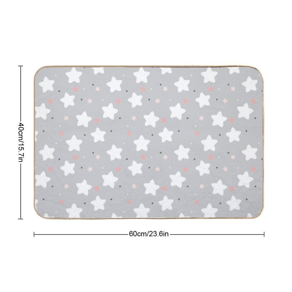 Cute White Star Pattern  Non-Slip Bath Mat