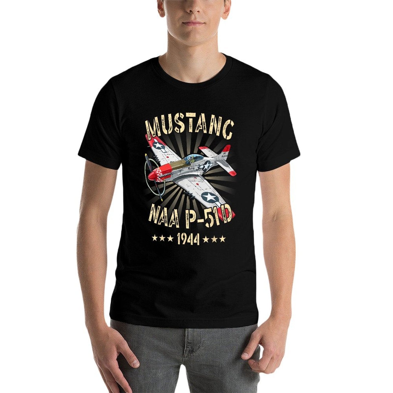 P-51D Mustang Vintage North American P-51D Fighter Warbirds  Durable T-Shirt