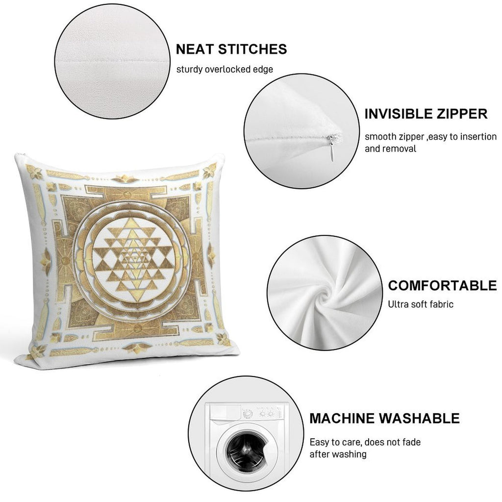 GOLDEN SRI YANTRA (white Background) Soft Style Accent Throw Pillow