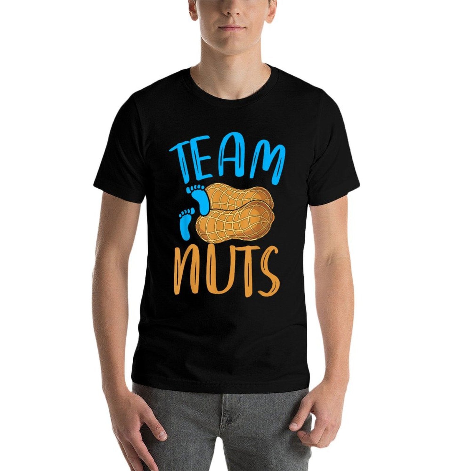 Team Nuts Team Boy Baby Shower Party Funny Gender Reveal  Ribbed Collar T-Shirt