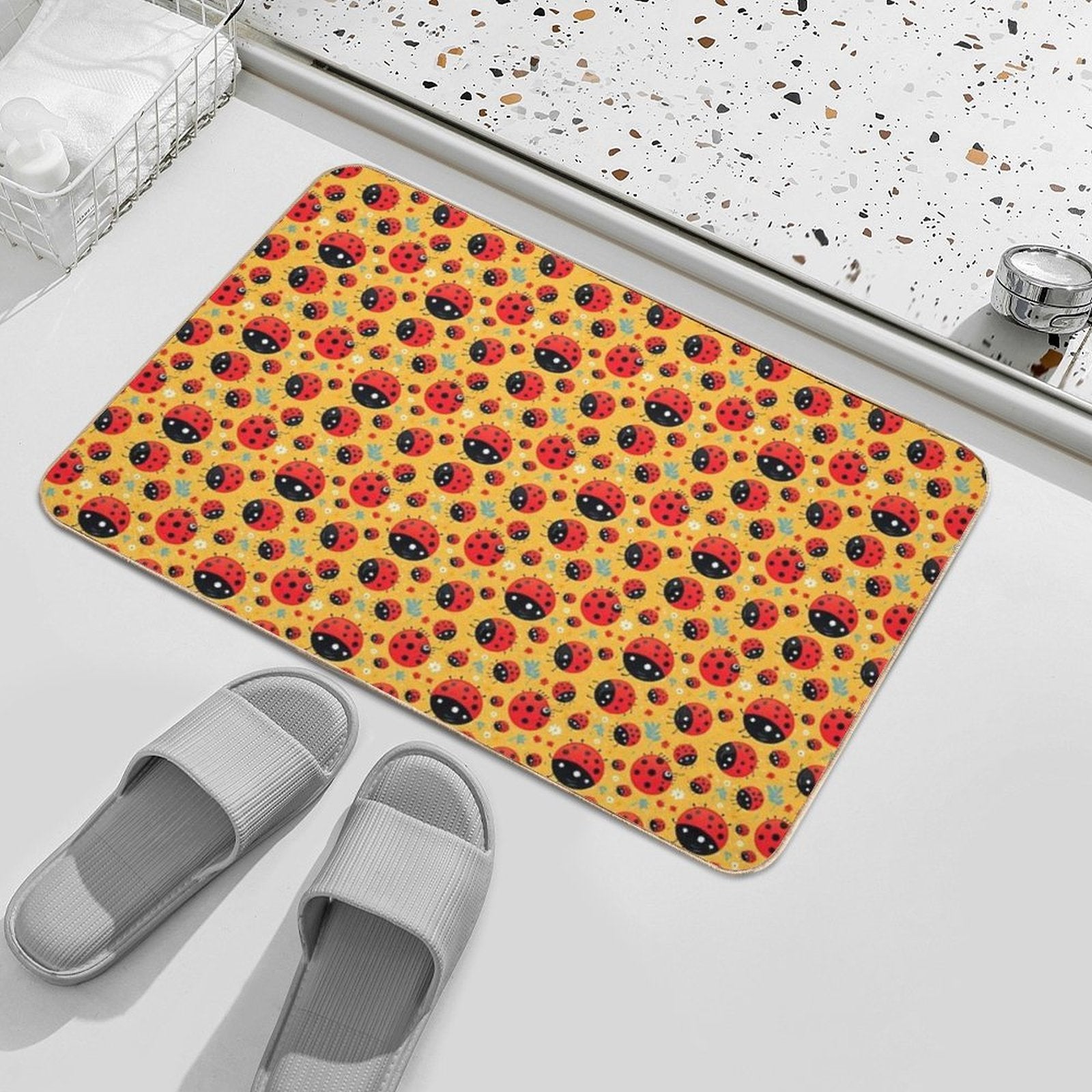Lovely Ladybugs  Easy Maintenance Bath Mat