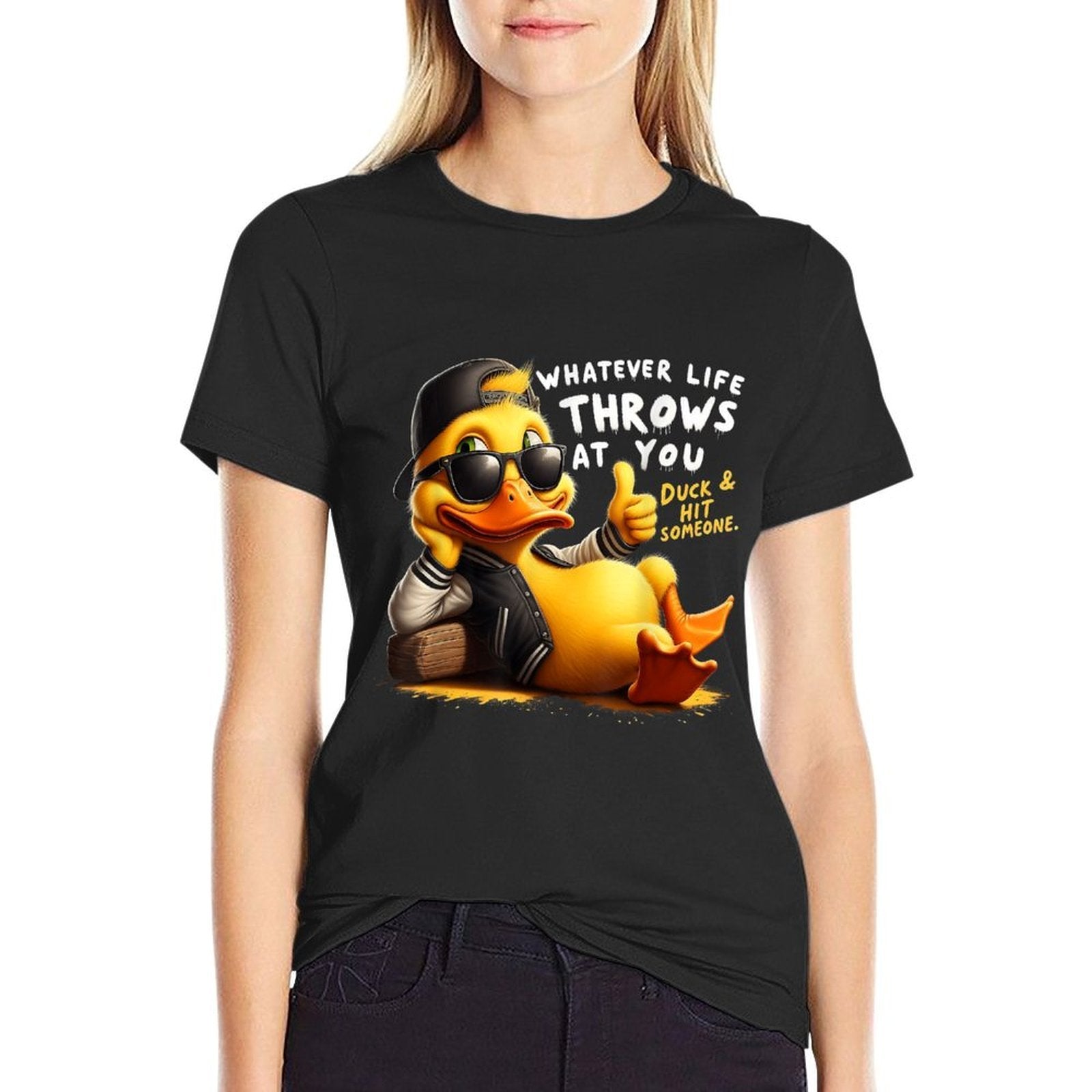 Humor Duck Meme Sarcastic Funny Duck Funny Joke Quote  Fade-proof Color T-Shirt