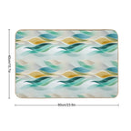 Ethereal Flowing Waves in Teal, Gold, And Cream  Non-Slip Bath Mat