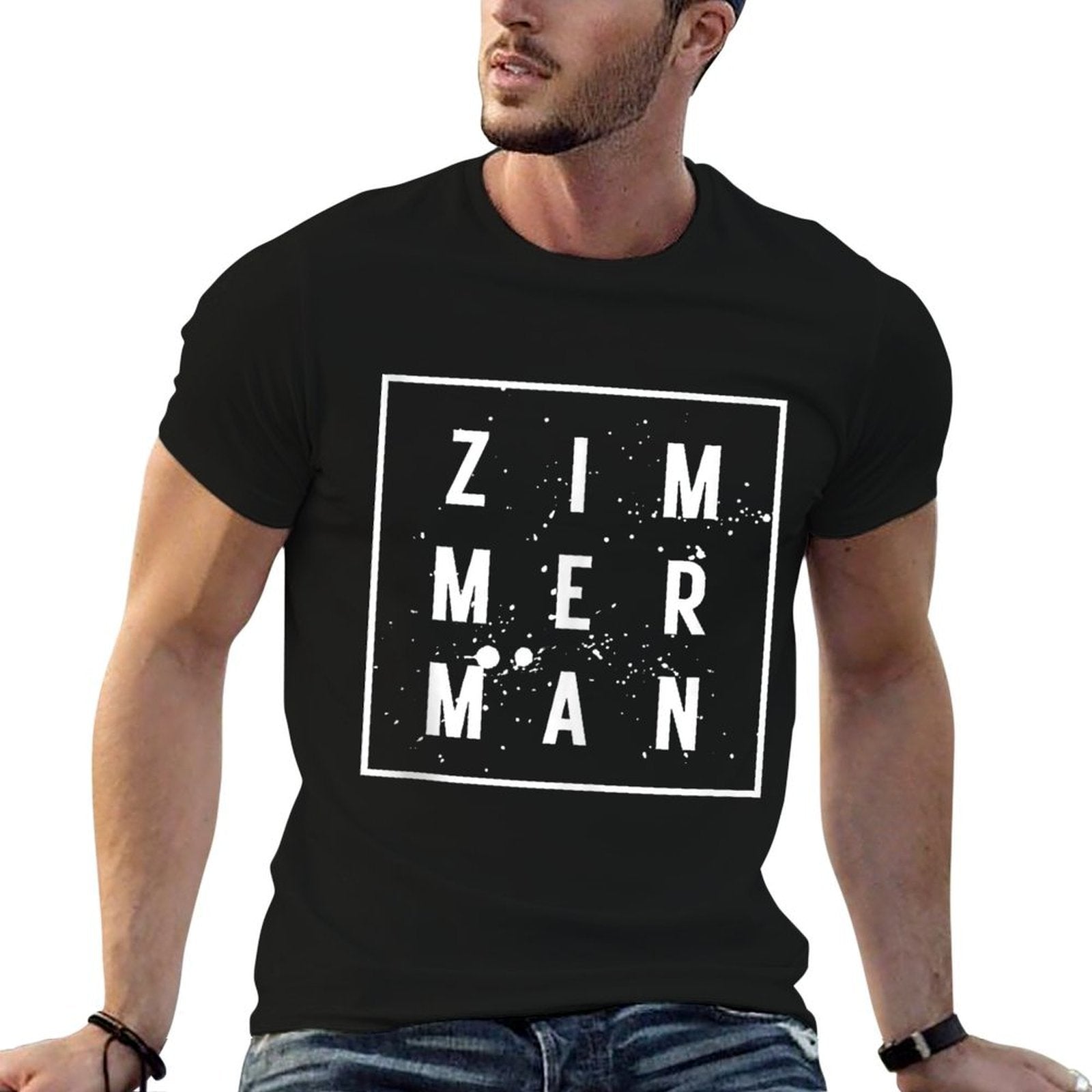 ZIMMERMAN Last Name ZIMMERMAN Name Tag Personalized  Rolled Sleeves T-Shirt
