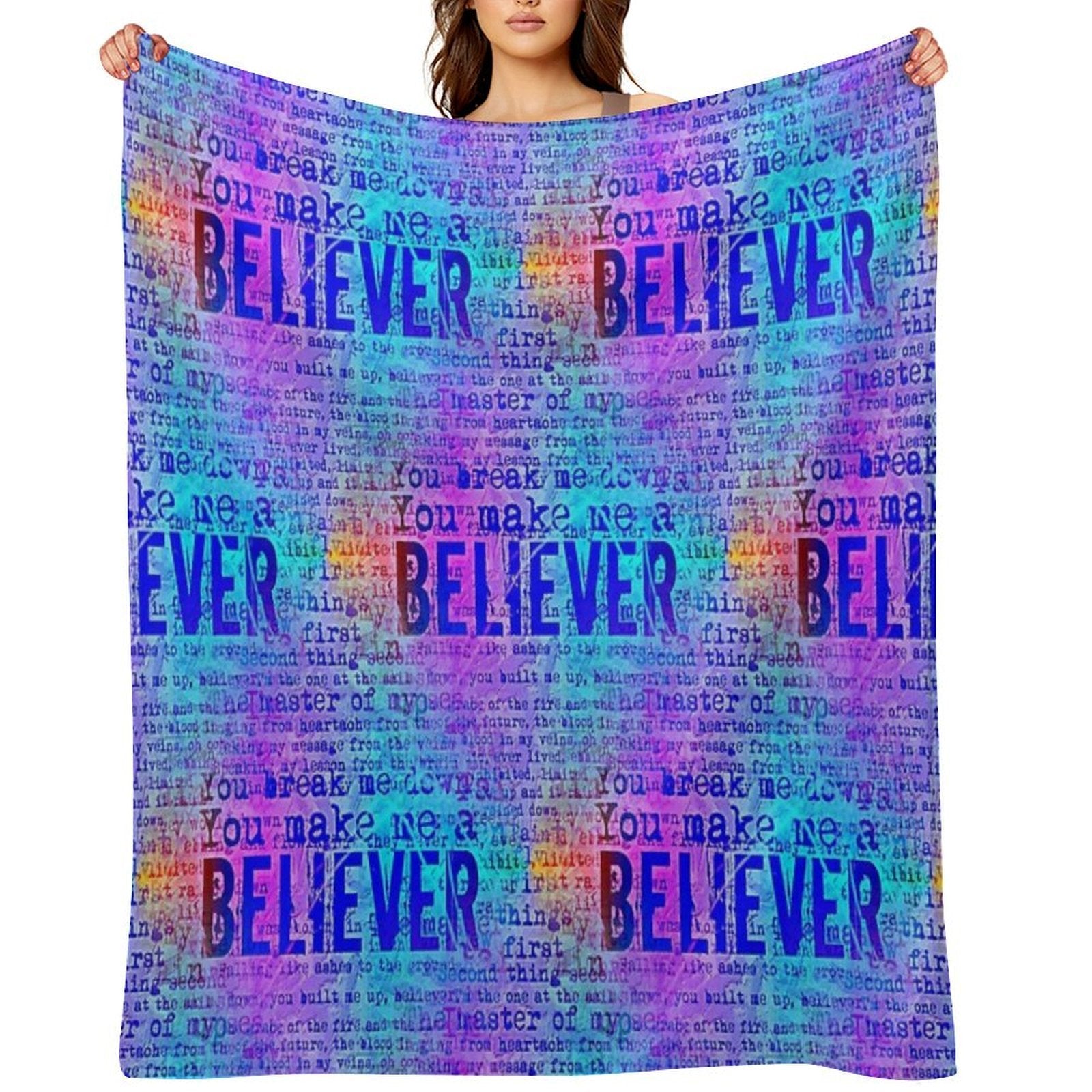 Believer -  Neon Rainbow Versatility Throw Blanket