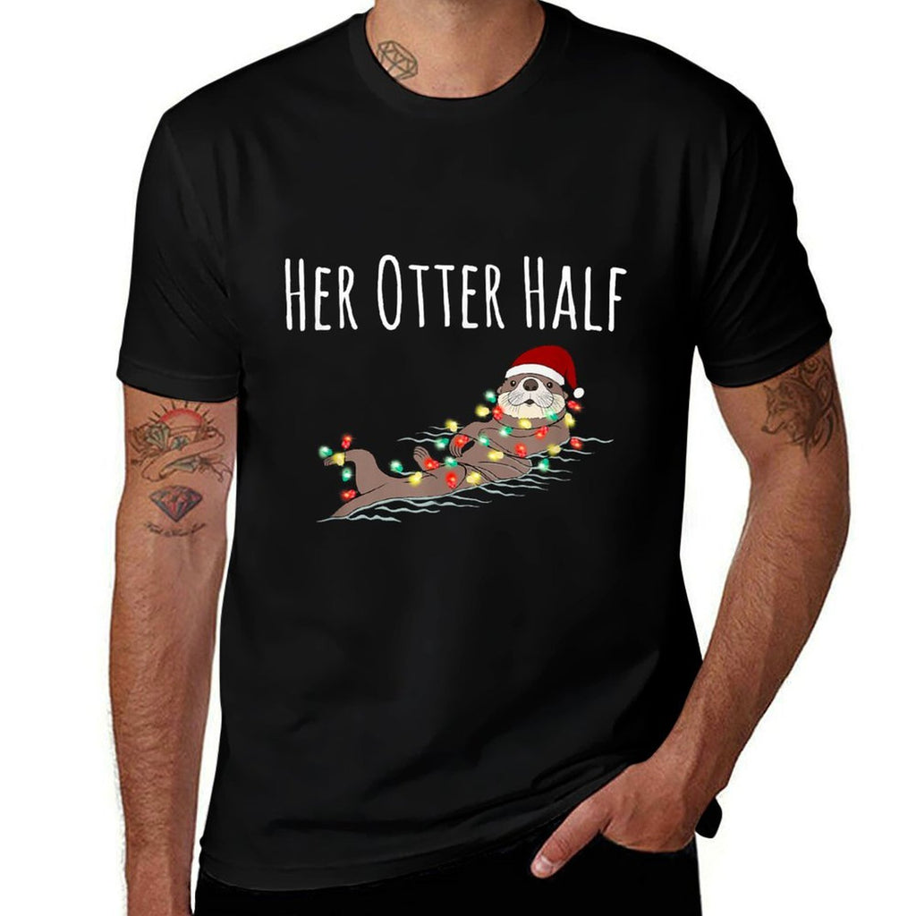 Funny Matching Couple His And Her Otter Half Ugly Christmas  Affordable Price T-Shirt