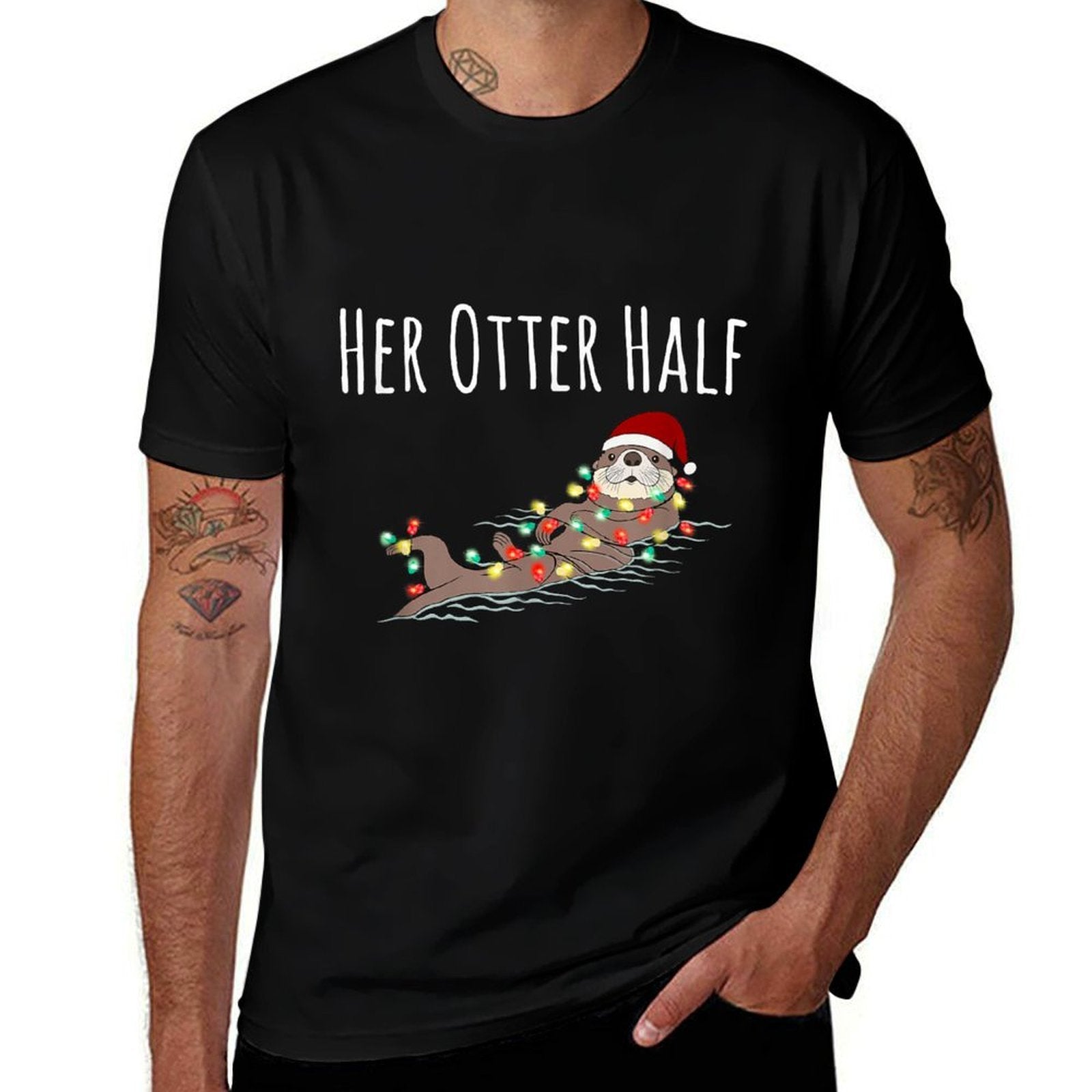 Funny Matching Couple His And Her Otter Half Ugly Christmas  Affordable Price T-Shirt
