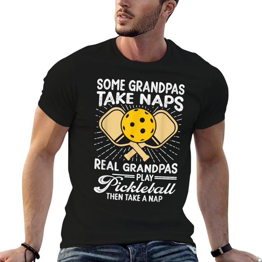 Funny Pickleball Design For Men Grandpa Pickleball Player  Cotton T-Shirt