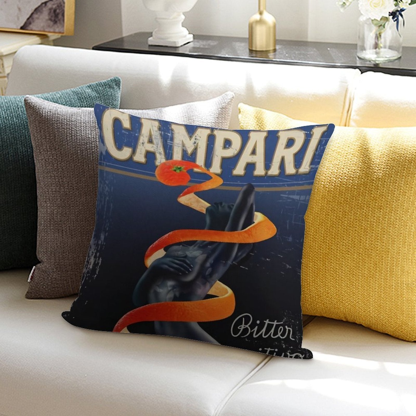 Campari Vintage Orange Peel Distressed Soft Anti-Pilling Throw Pillow