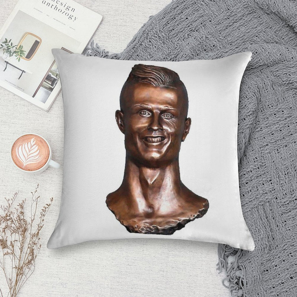 Cristiano Ronaldo Statue Soft Skin-Friendly Throw Pillow