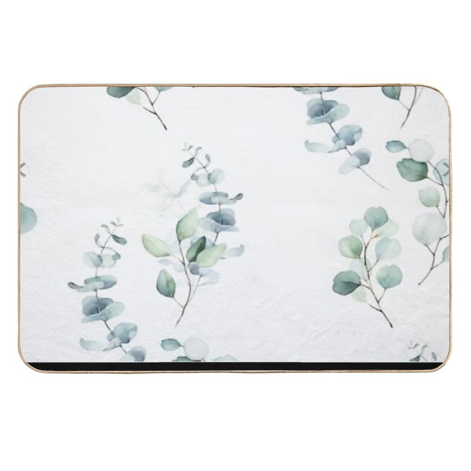Floral Trailing Eucalyptus in Soft Greens Plants Leaves  Eco-Friendly Bath Mat