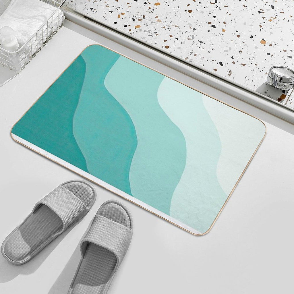 Green Simple Wave Pattern  Multi-Purpose Bath Mat