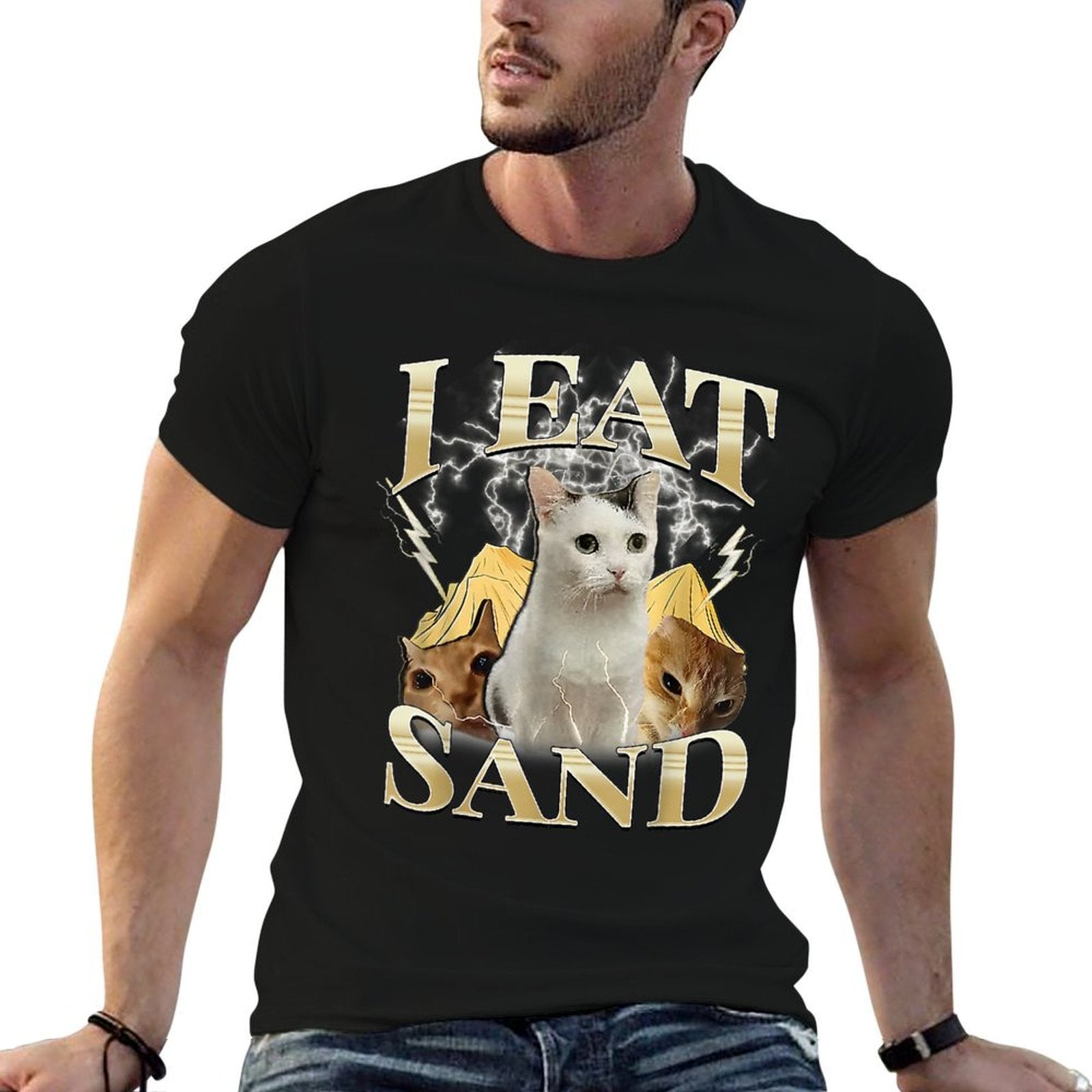 I EAT SAND Silly Cat Meme Funny Graphic for Cat Lovers for Men Women Kids  Classic T-Shirt