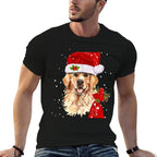 Golden Retriever T Dog Christmas Light Holiday Party  Vintage-inspired T-Shirt