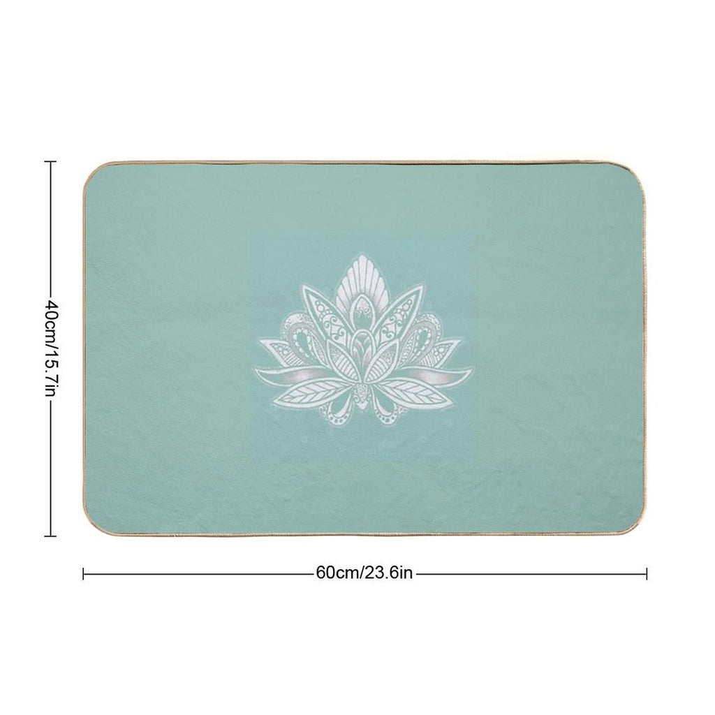 Lotus Flower on Turquoise  Repositionable Bath Mat