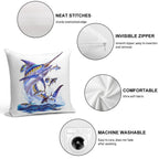 Blue Marlin And Tunas Soft Fade-Resistant Throw Pillow