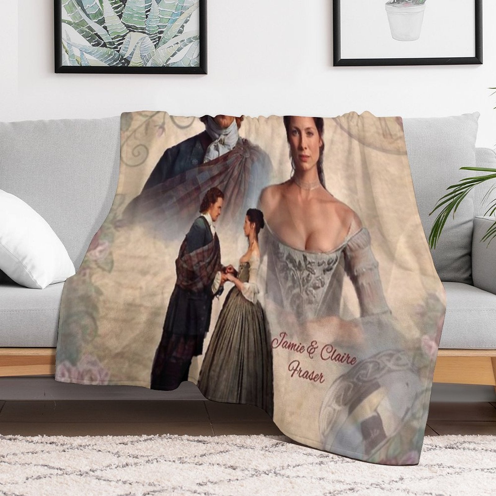 Jamie And Claire FraserOutlander Wedding Eco-conscious Throw Blanket