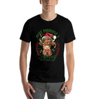 Have Yourself A Mooey Little Christmas Highland Cow Santa Raglan Baseball  Moisture-wicking T-Shirt
