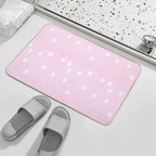White Hearts on Pink  Stain-Proof Bath Mat