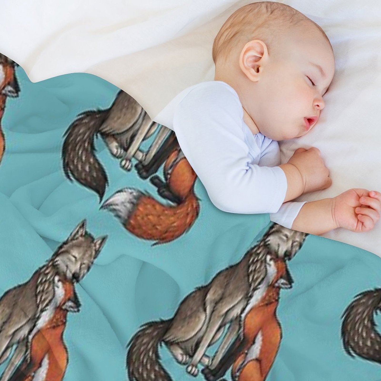 Wolf & Fox Plush Throw Blanket