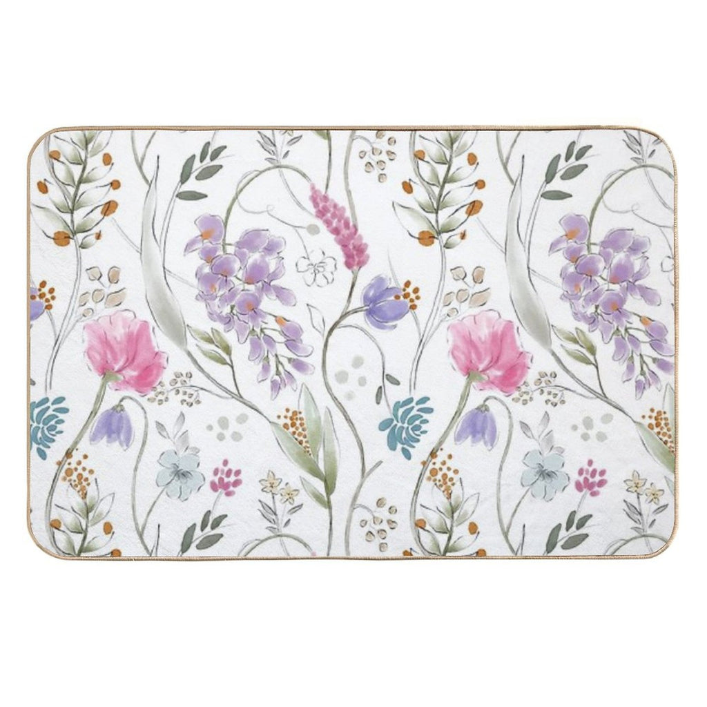 Colorful Flowers And Leaves  Odorless Bath Mat