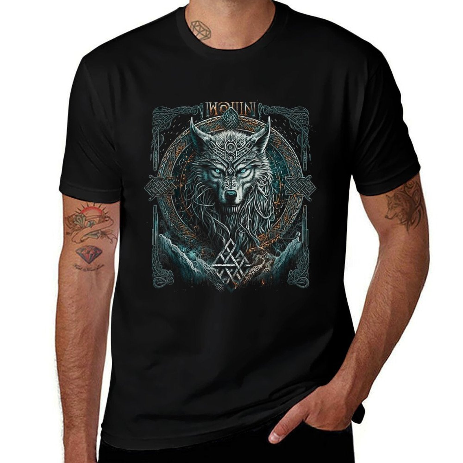 Odins Wolf Northman Valhalla Norse Mythology  Lightweight T-Shirt