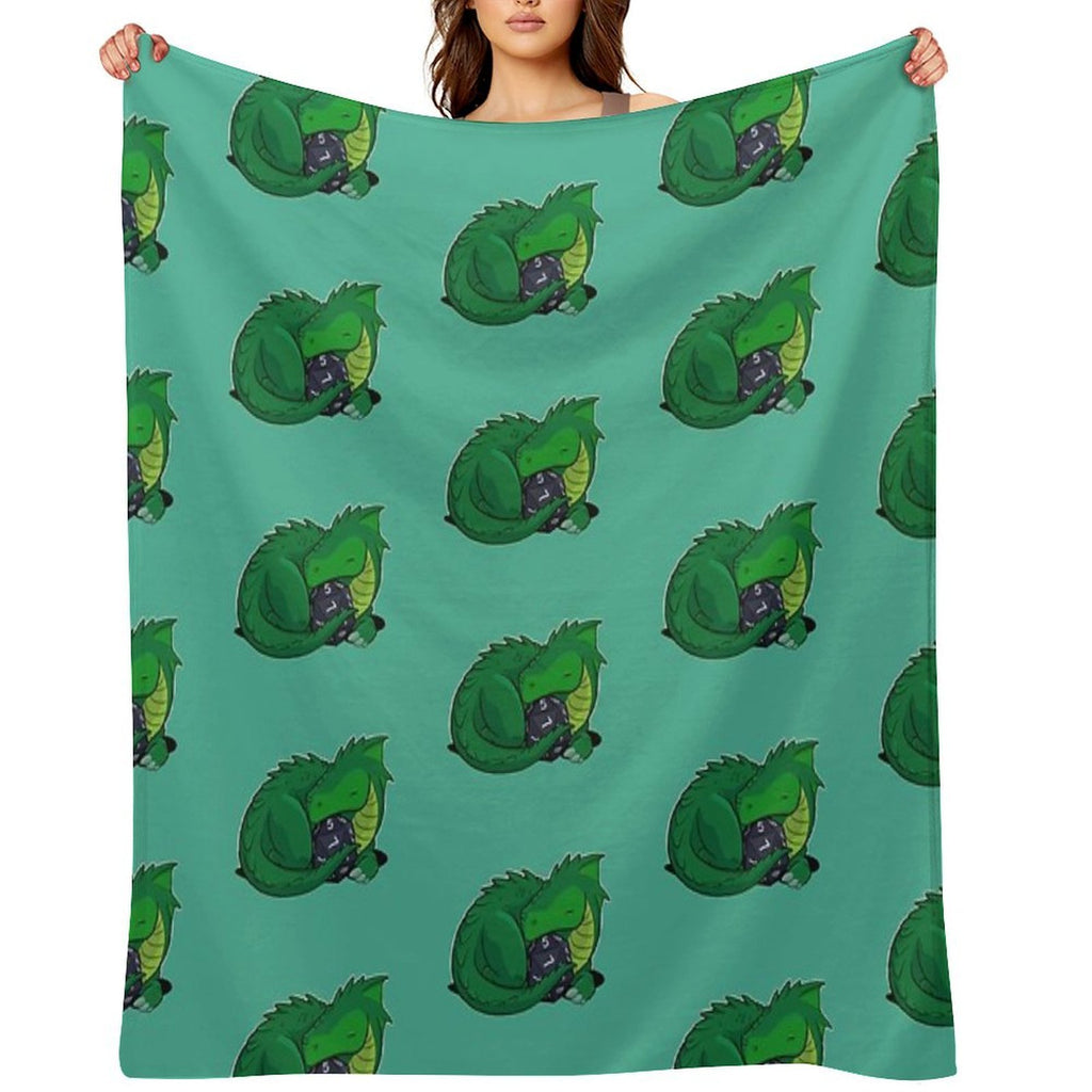 D20 Green Dragon Quick-dry Throw Blanket