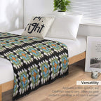 Orange, Blue And Green Granny Square Premium Throw Blanket