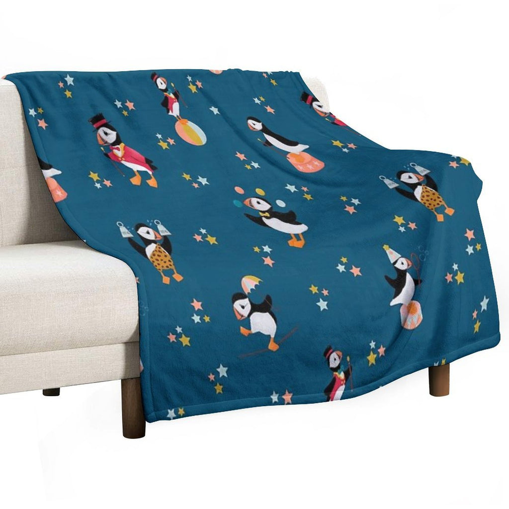 A Circus of Puffins Multi-functional Throw Blanket