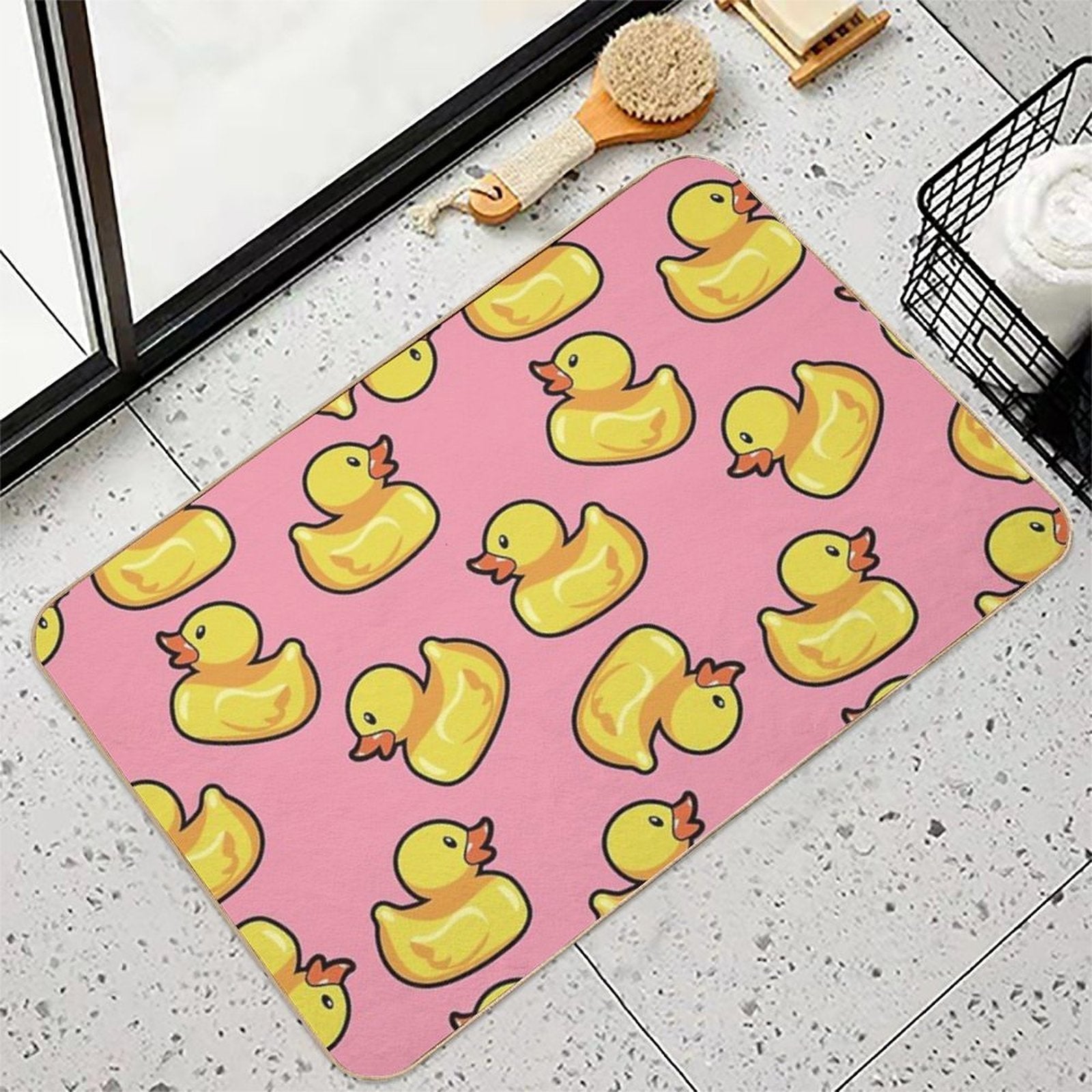 Rubber Duck Pink Pattern  Pet-Safe Bath Mat