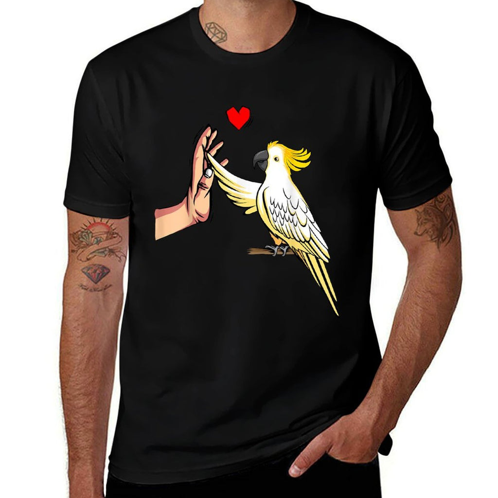 Cockatoo Love Parrot Bird Women  Ribbed Collar T-Shirt