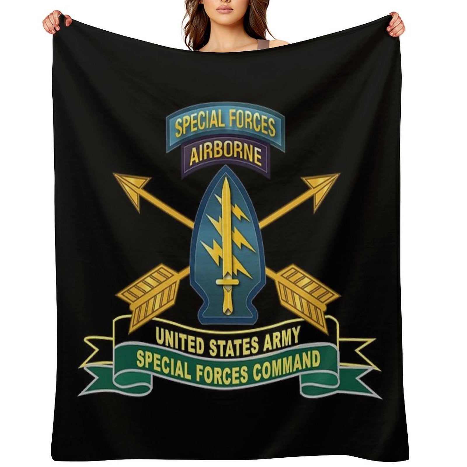 Army - US Army Special Forces Command - SSI W Br - Ribbon X 300 Compact Throw Blanket