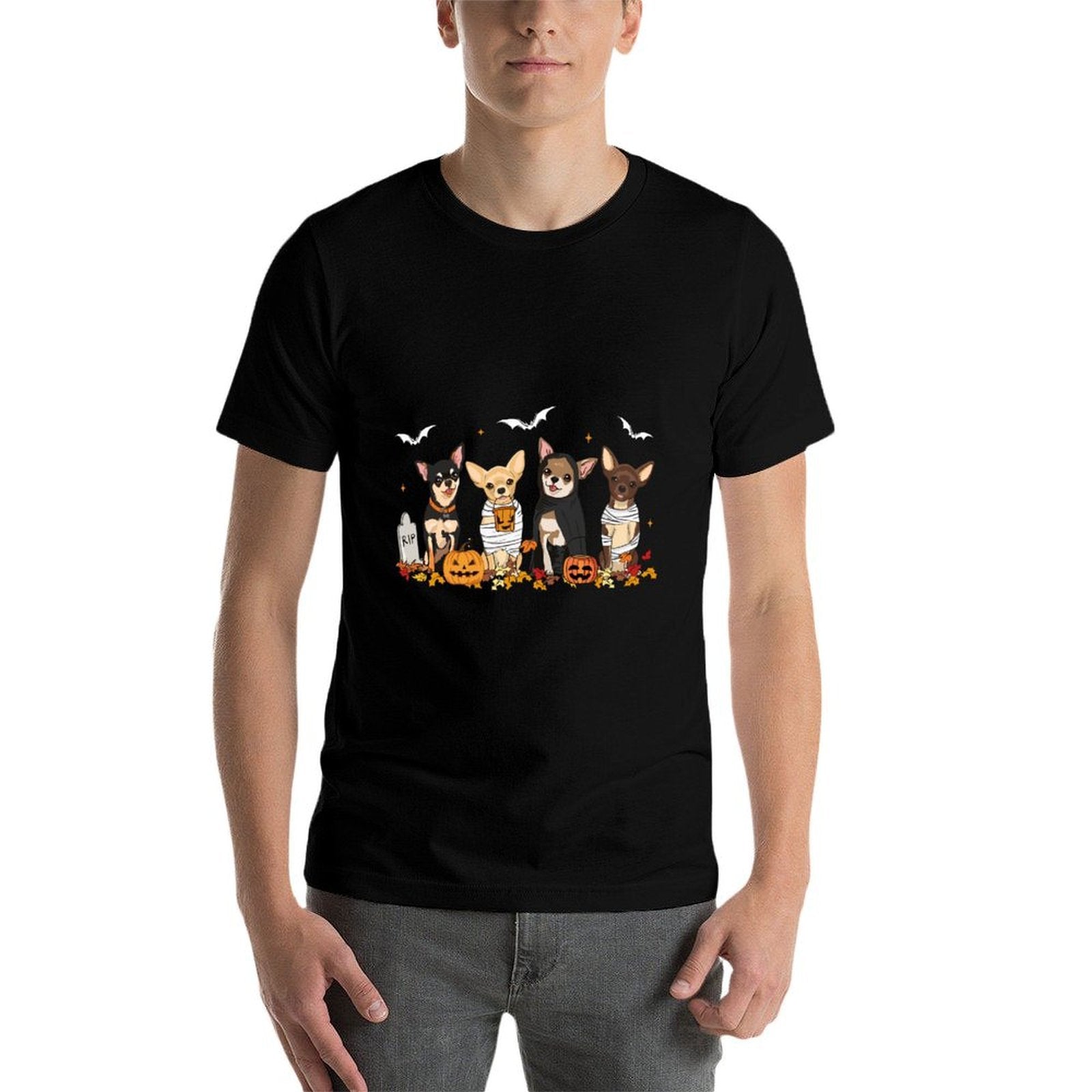 Funny Pumpkin Ghost Chihuahua Halloween Chihuahua Dog Mom  Vintage-inspired T-Shirt
