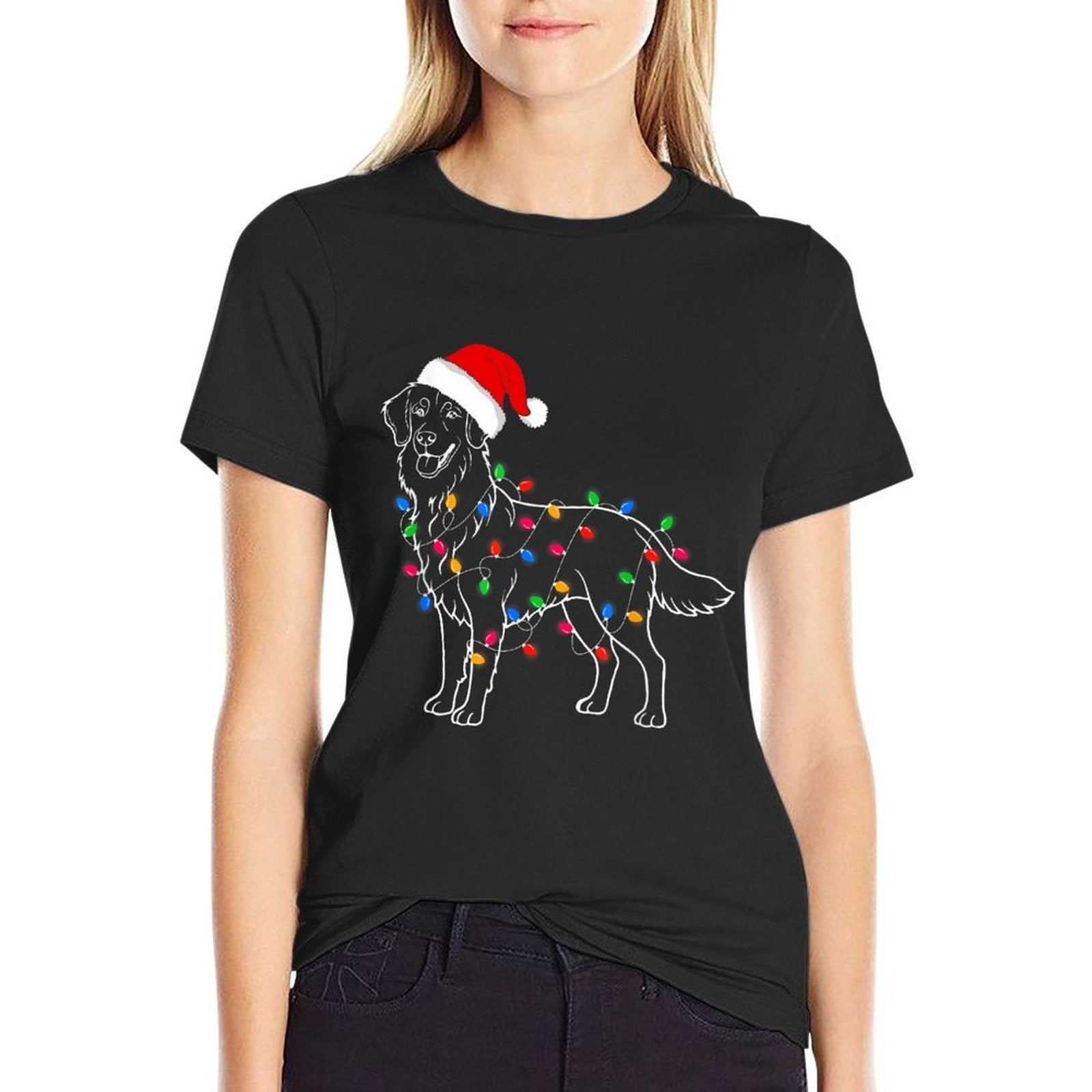 Golden Retriever Dog Christmas Lights Santa Xmas Dog Lover for Men Women Kids  High-quality Stitching T-Shirt