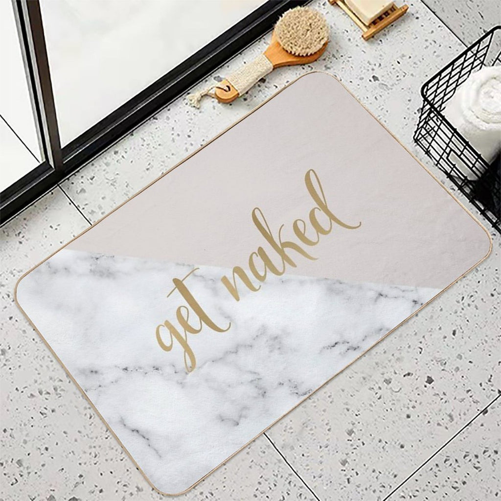 Get Naked Bathroom And Bedroom Quote, Blush Pink, Gold, Marble  Versatile Bath Mat