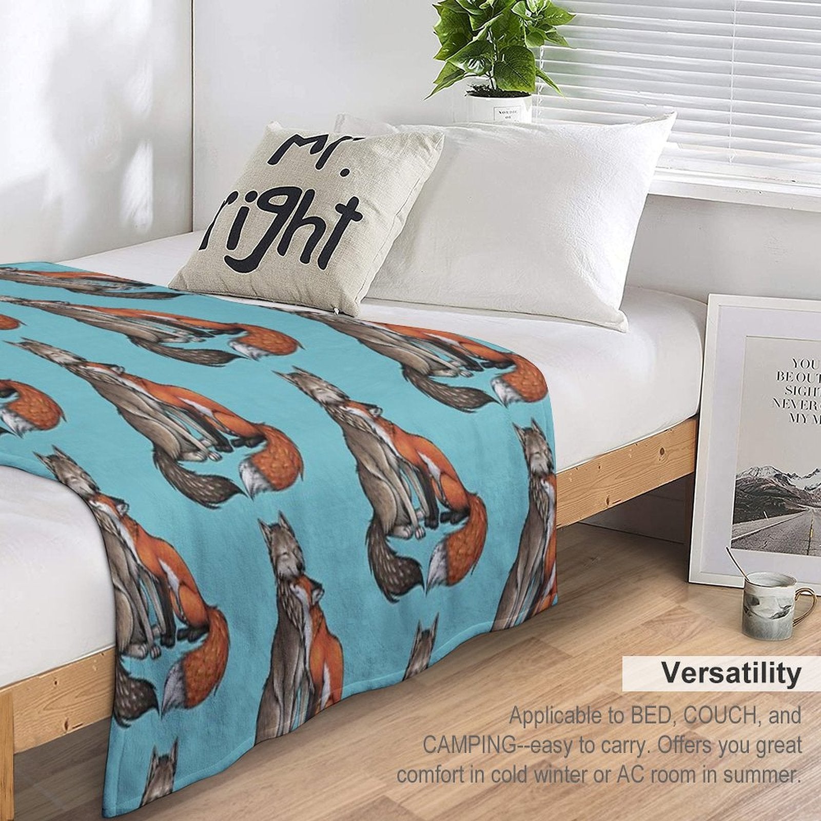 Wolf & Fox Plush Throw Blanket