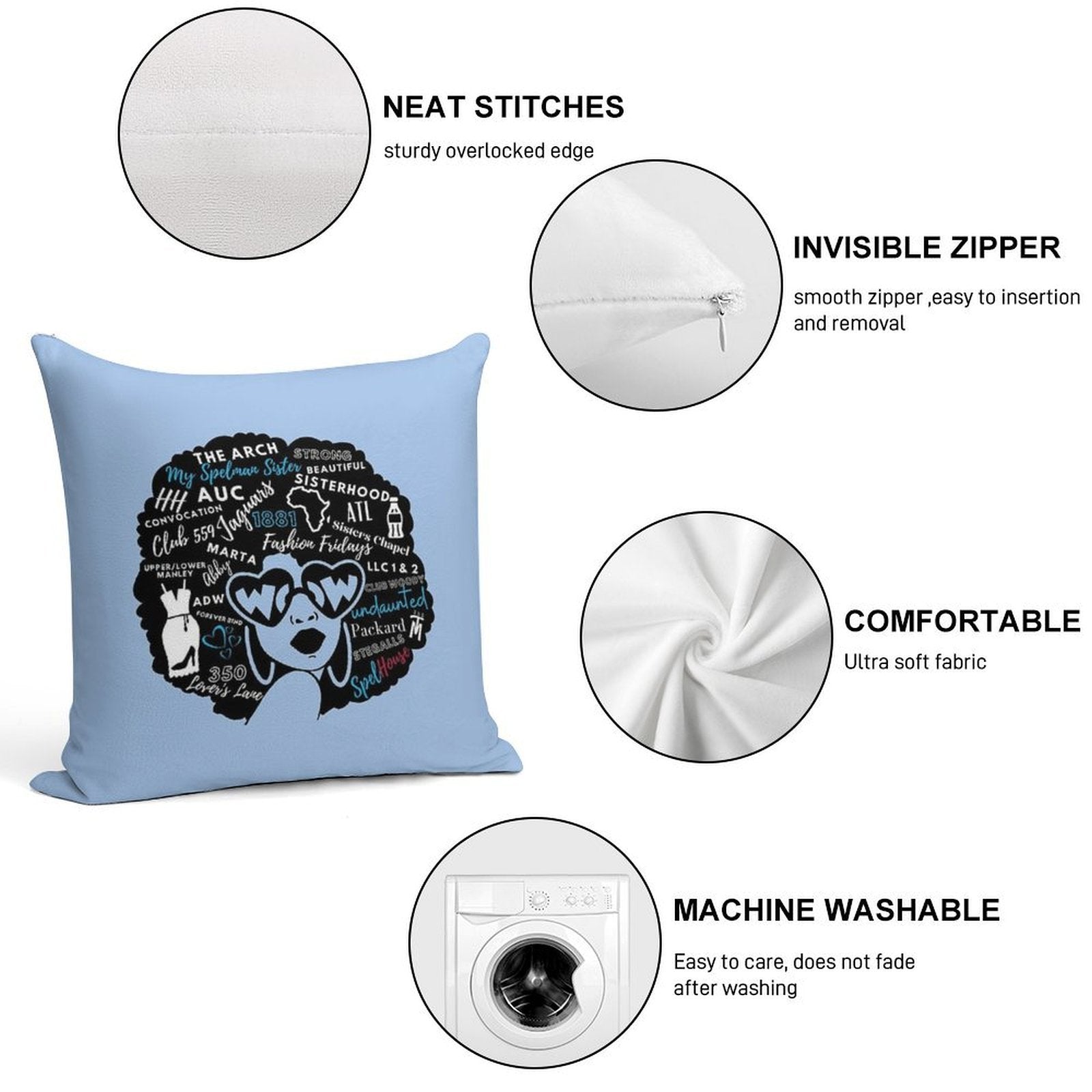 Spelmanite Blue Soft High-Density Material Throw Pillow