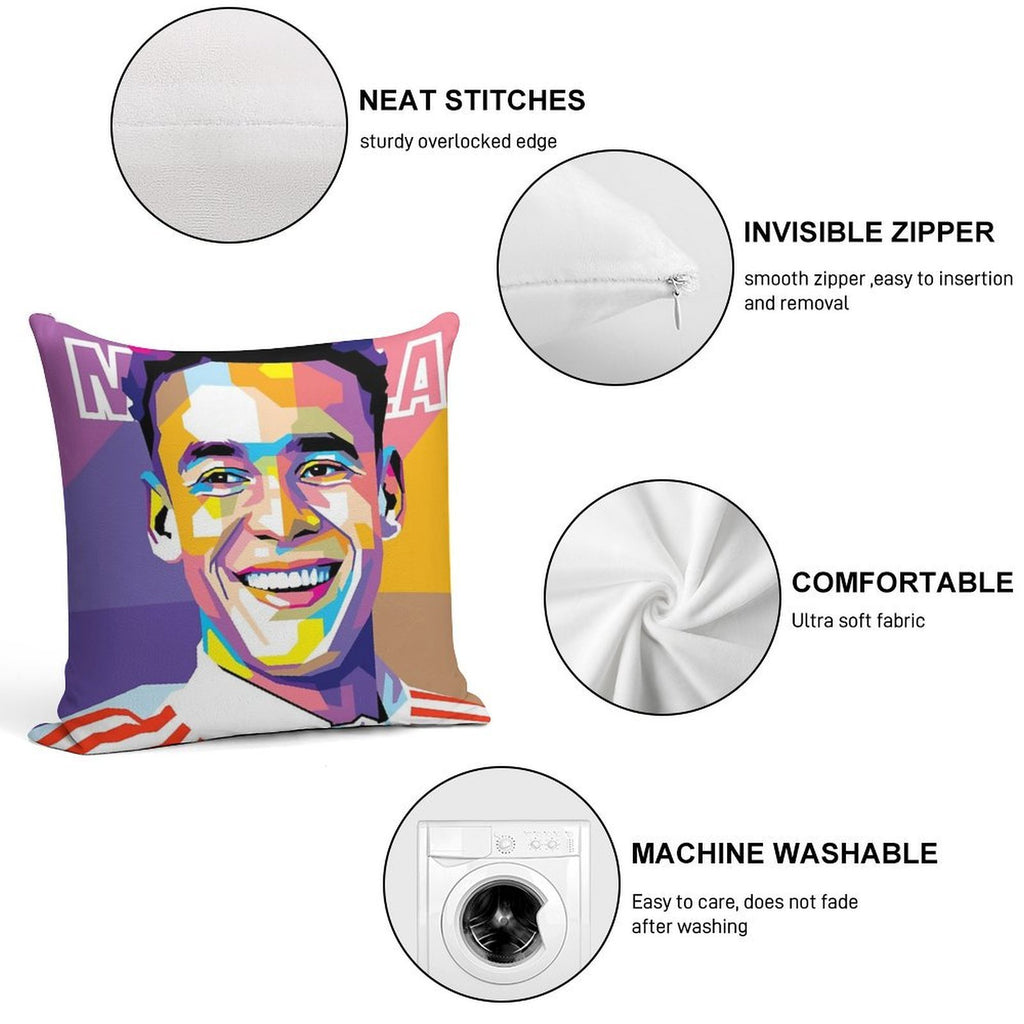 Jamal Musiala in WPAP Style Soft Shrink-Resistant Throw Pillow