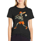 Funny Skeleton Batting Baseball Halloween Boys Men Kids  Cotton T-Shirt