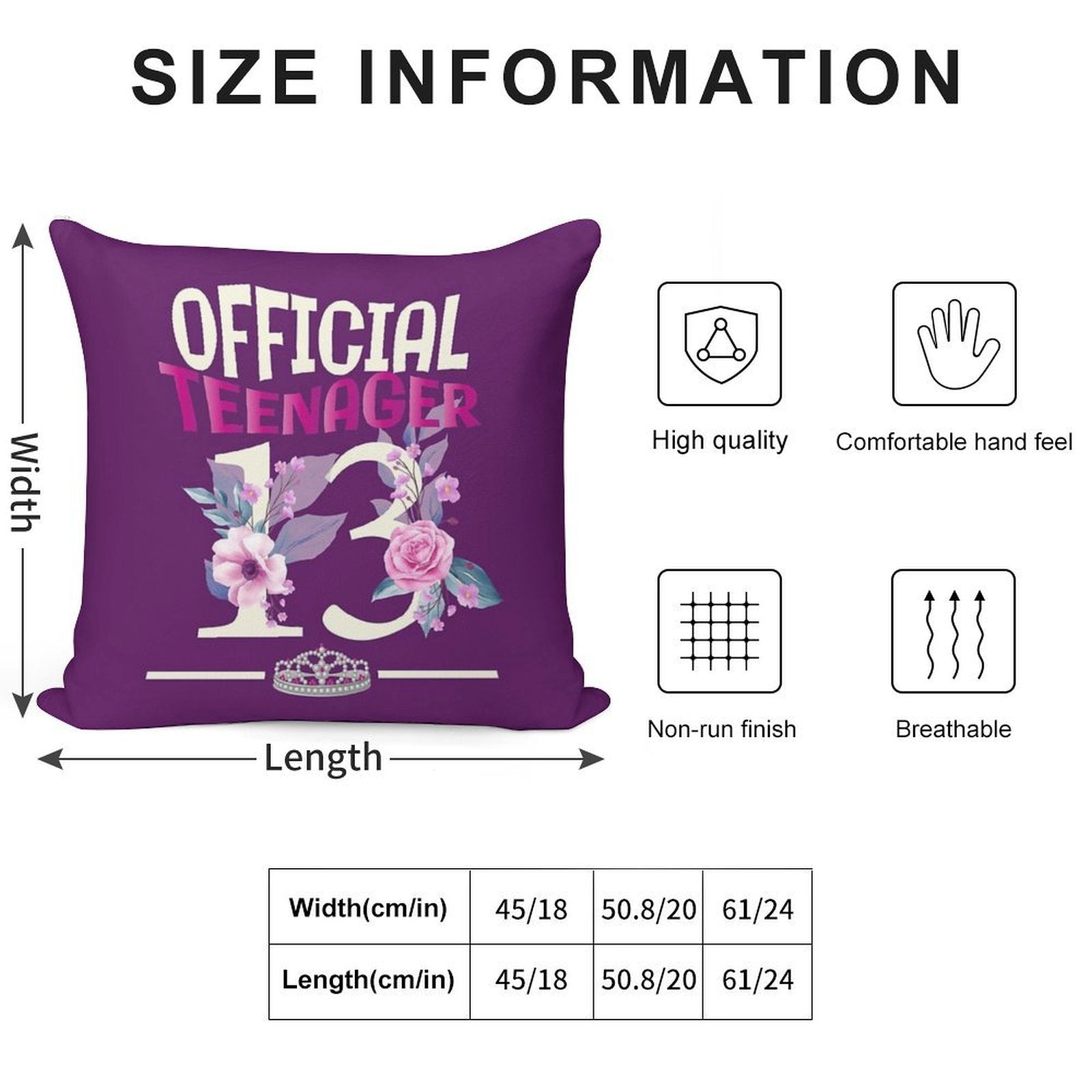 Official Teenager - 13th Birthday Gifts For Girls Soft Anti-Pilling Throw Pillow
