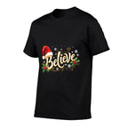 Christmas Believe Santa Claus Believe Christmas  Heathered Texture T-Shirt