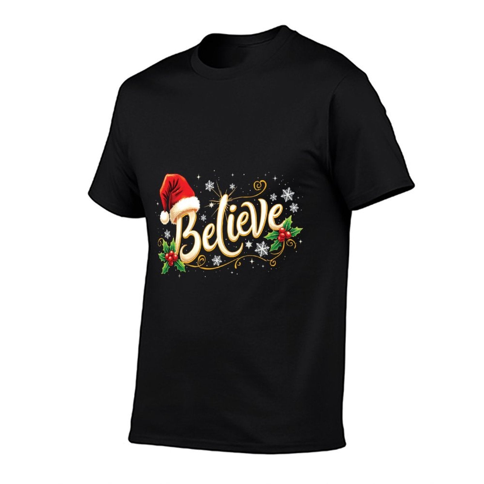 Christmas Believe Santa Claus Believe Christmas  Heathered Texture T-Shirt