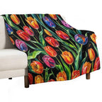 Vibrant Floral on Dark Backgound 1 Multi-functional Throw Blanket