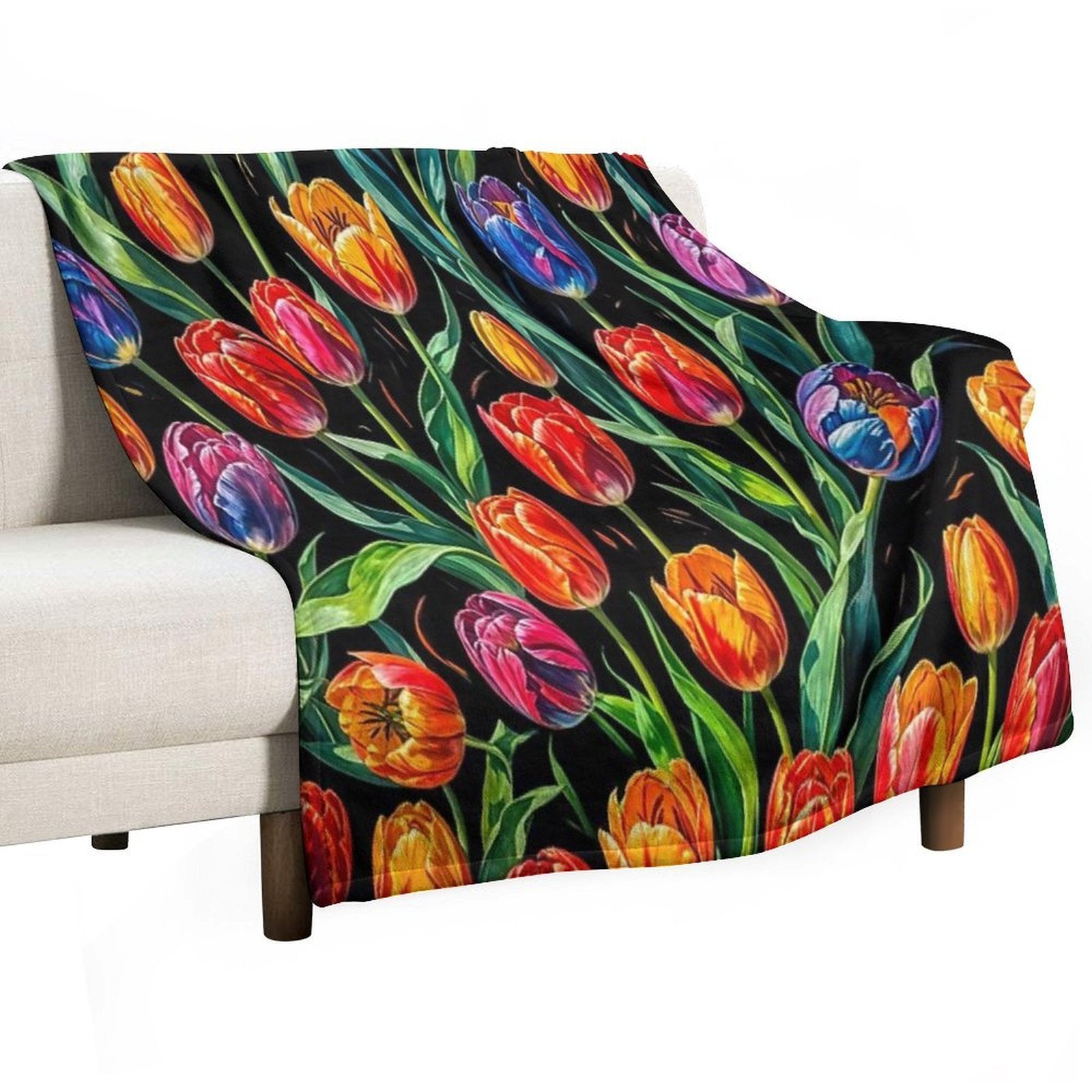 Vibrant Floral on Dark Backgound 1 Multi-functional Throw Blanket