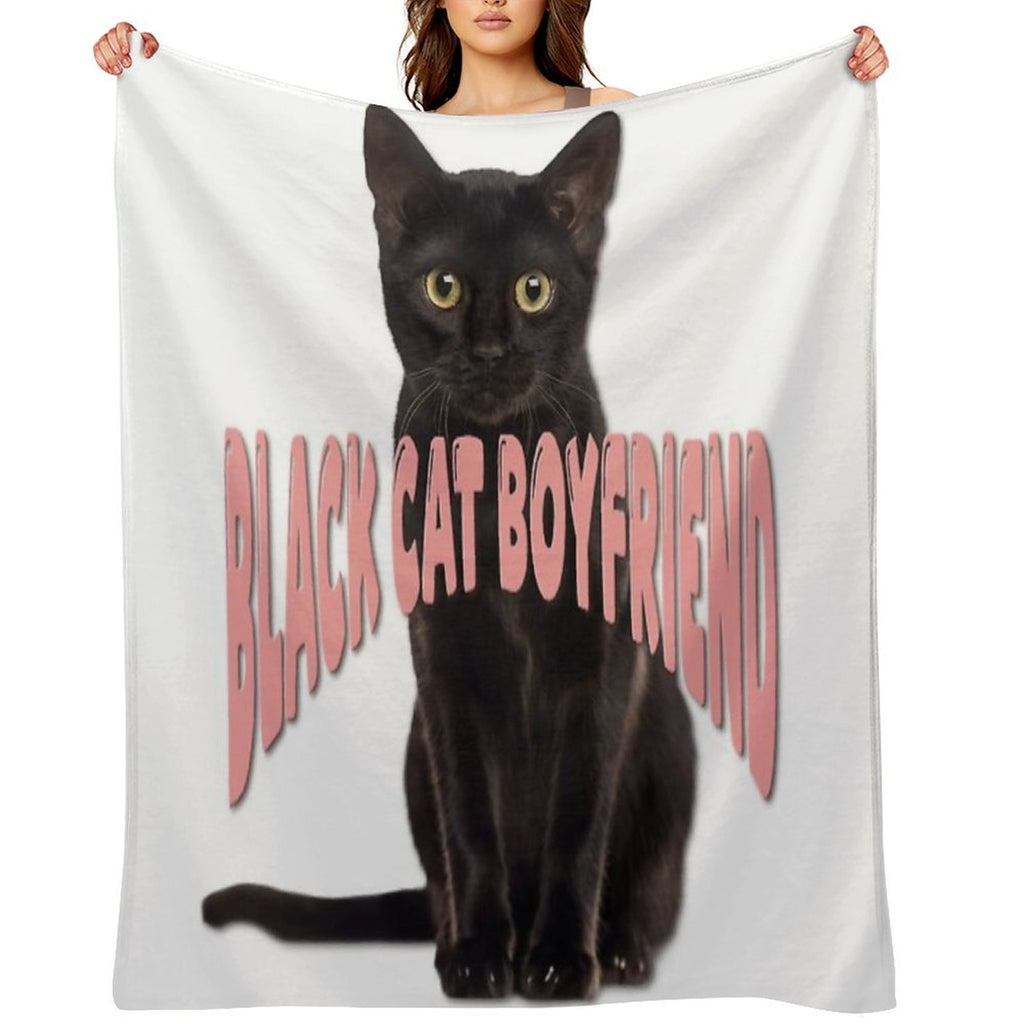 Black Cat Boyfriend Print All-season Throw Blanket
